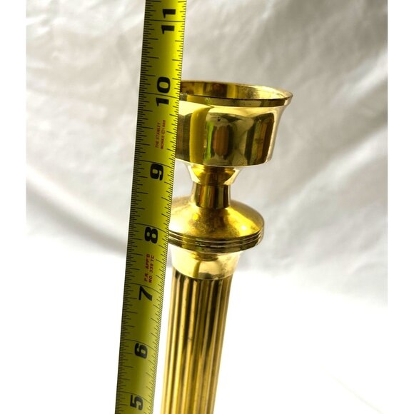 Vintage Brass Candlestick Holder 10.5”Fluted Column Base Taper Candle Decor Read - Picture 6 of 8